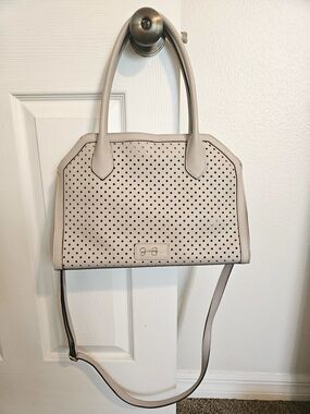 Jessica Simpson Perforated Dome Satchel Handbag - Cream